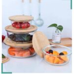 ظروف نگهدارنده 3 تیکه درب بامبو گرد وارداتی